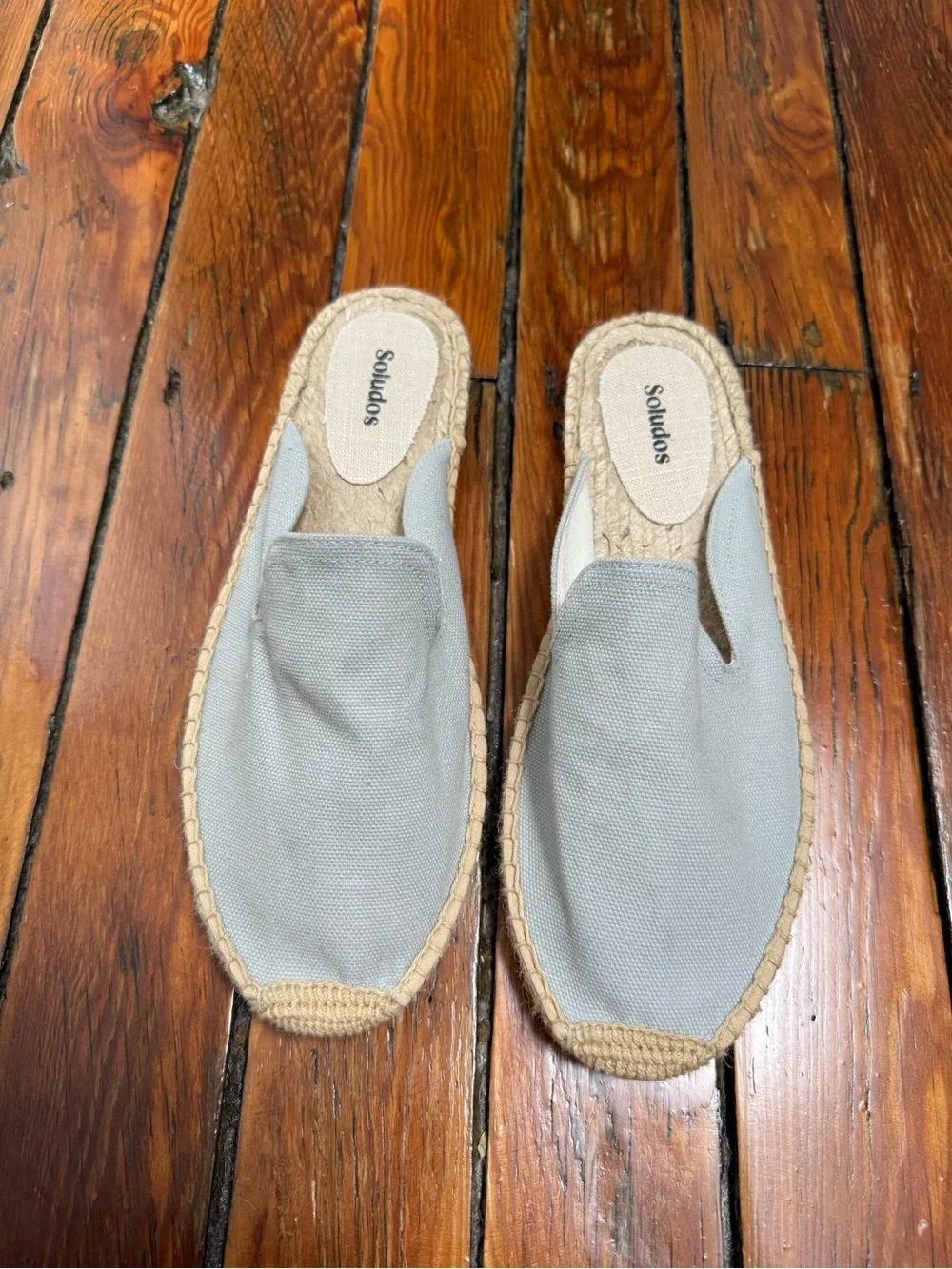 Soludos Women's Slip-On Espadrille Mules in Light Gray Size 41